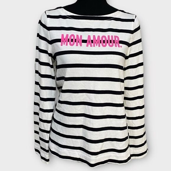 Kate Spade Striped Mon Amour Knit long sleeve top Size M - Picture 2 of 8